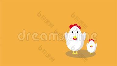 两只注射疫苗的鸡，用于从橙色背景的<strong>禽流感</strong>或<strong>禽流感</strong>中分离。H5N1概念